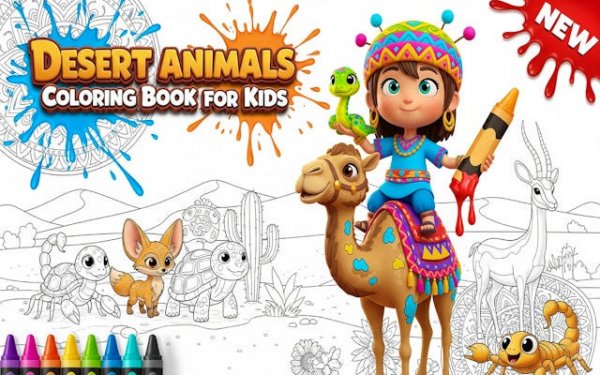 Desert Animals Coloring Book for Kids - Free Coloring Game